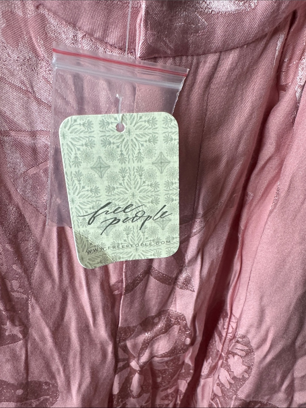Free People Pink Wide-Leg Pants with Subtle Floral Print - Picture 3 of 6